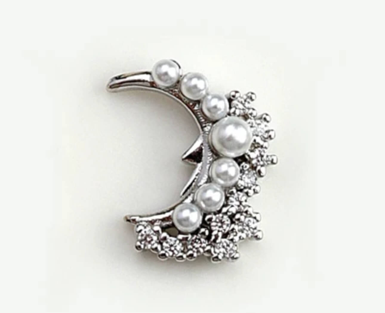 Nail Charm Half Moon with Rhinestone Pearl 2pcs/Bag Beyond Beauty Page