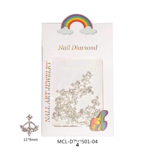 Nail Charm Silver Arrow with Rhinestone 30pcs/bag Premier Nail Supply