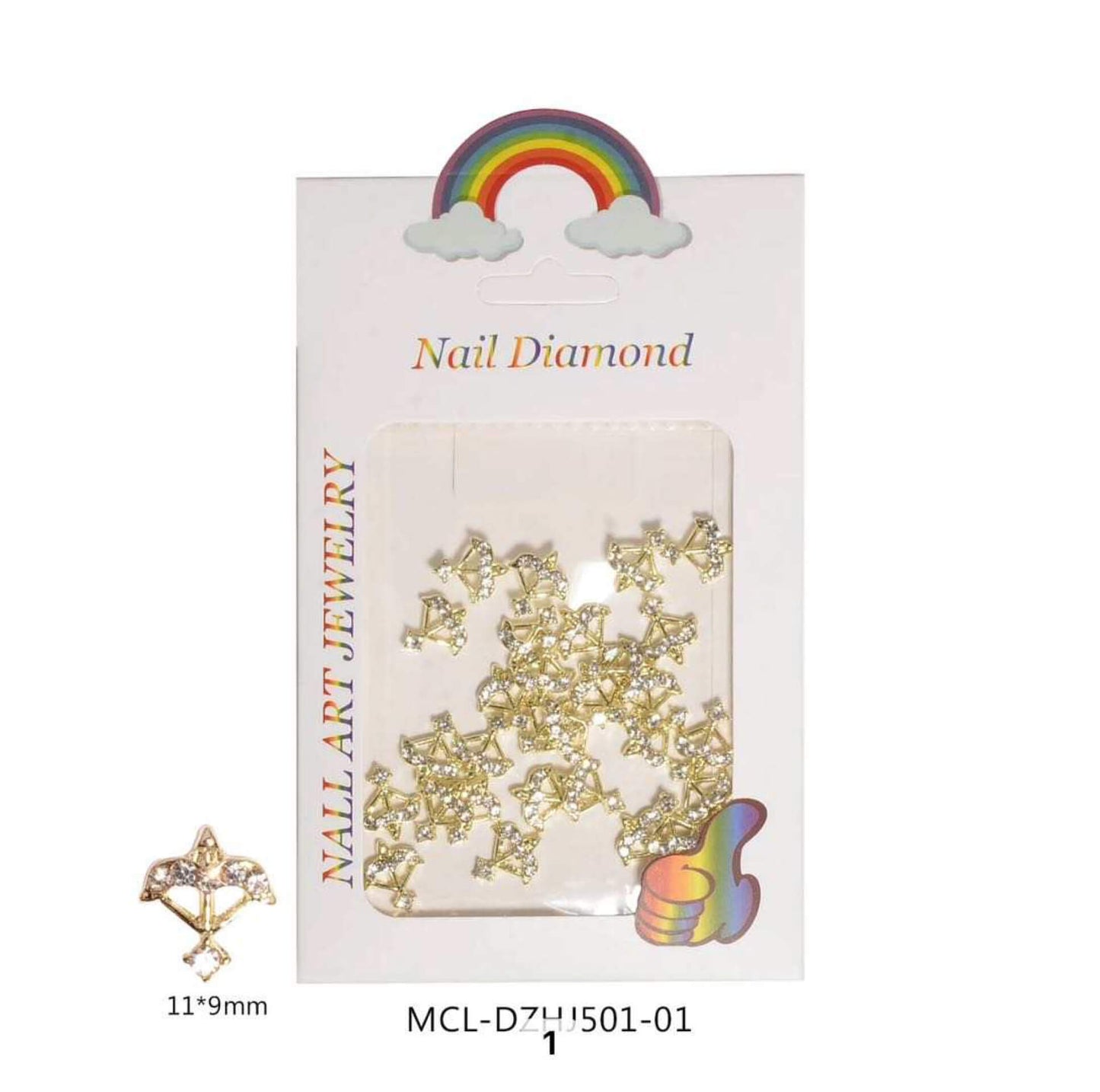 Nail Charm Gold Arrow with Rhinestone 30pcs/bag Beyond Beauty Page