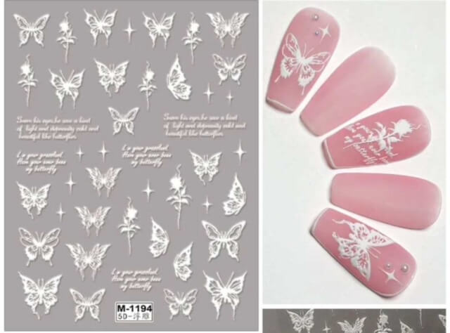 Nail Sticker White Butterfly - M1194 Premier Nail Supply