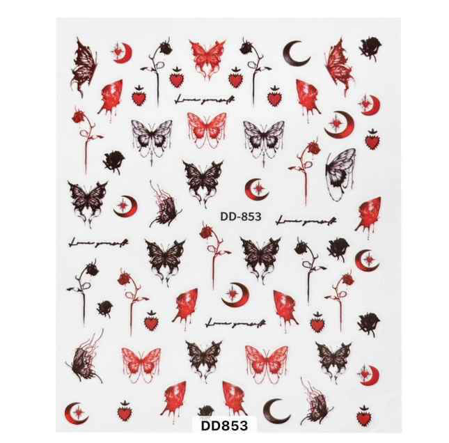 Nail Sticker Black and Red Butterfly - DD853 Premier Nail Supply
