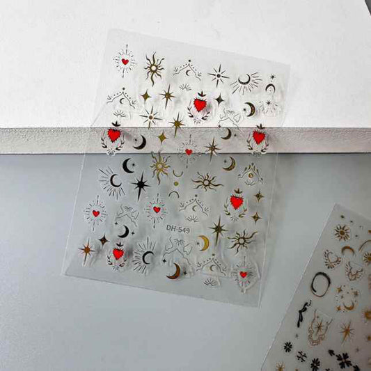 Nail Sticker Red Heart - Gold Moon - DH549 Premier Nail Supply