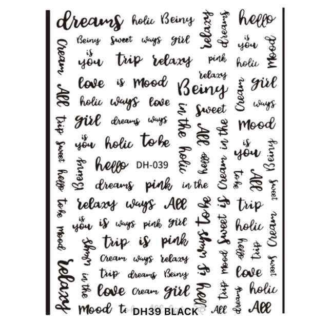 Nail Sticker Black Mix Word - DH039 Premier Nail Supply
