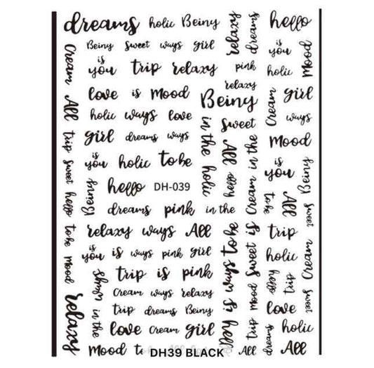 Nail Sticker Black Mix Word - DH039 Premier Nail Supply