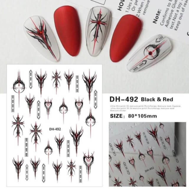Nail Sticker Black and Red - DH492 Premier Nail Supply