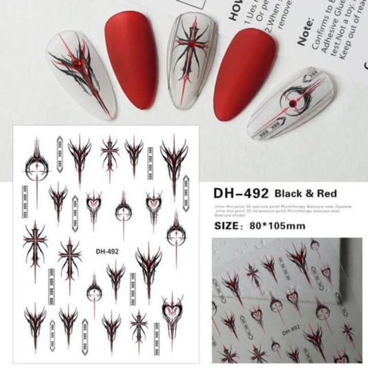 Nail Sticker Black and Red - DH492 Premier Nail Supply
