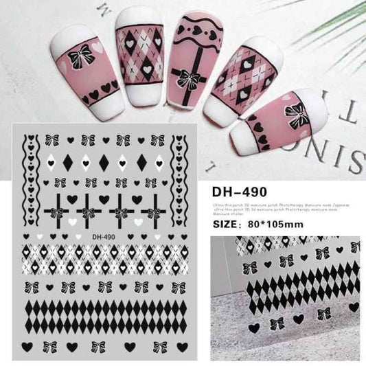 Nail Sticker Black Bow Cross Design -DH490 Premier Nail Supply