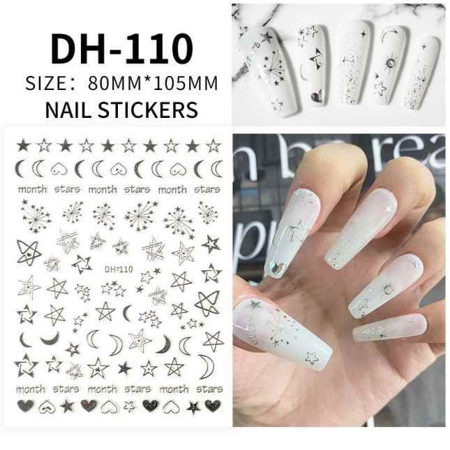 Nail Sticker Silver Star and Haft Moon - DH110 Premier Nail Supply