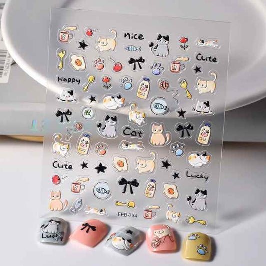 Nail Sticker 5D Cute Cat FEB734 Premier Nail Supply