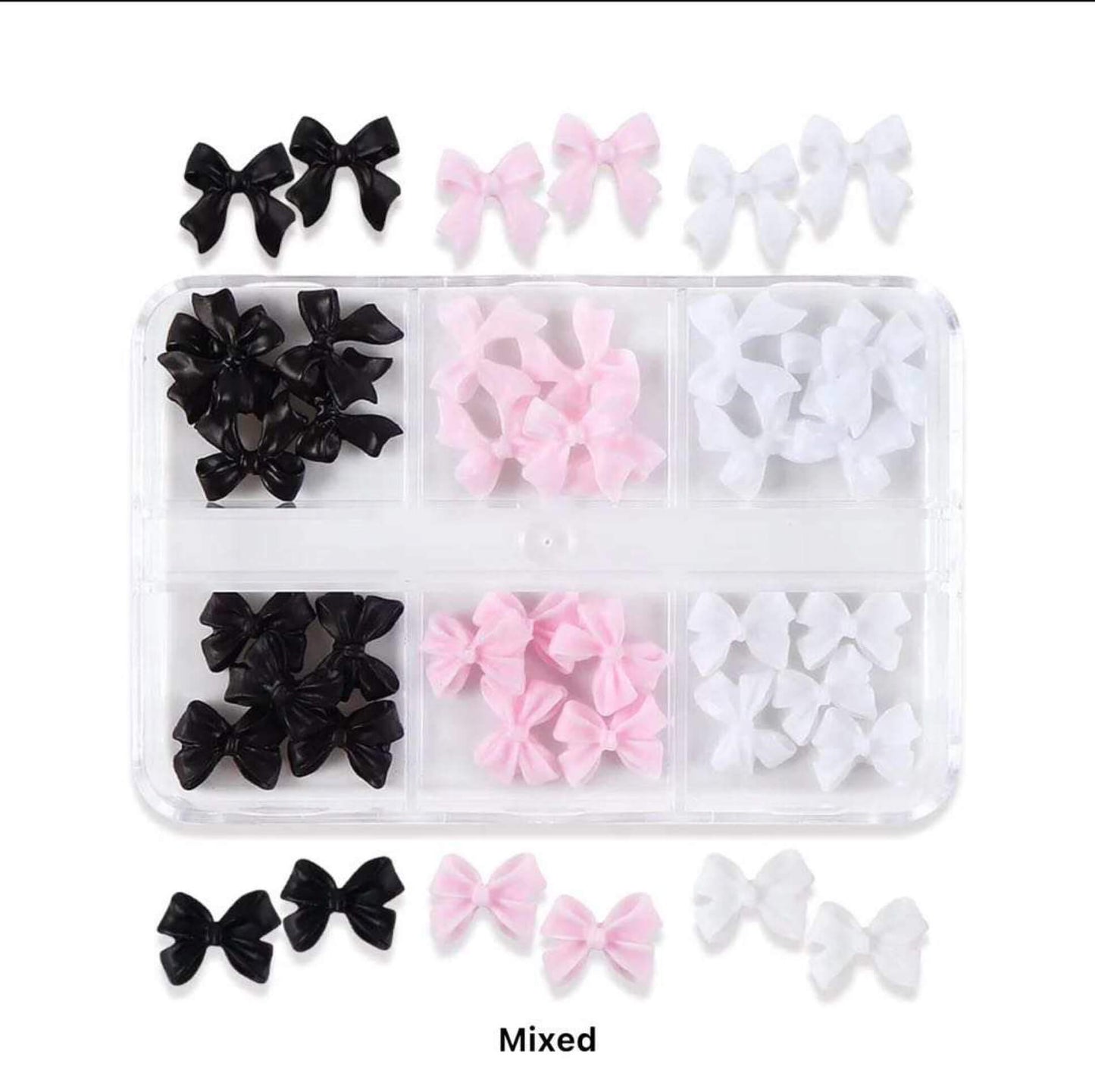 Nail Charm Resin Black-White-Pink Bow Knot -7407 Premier Nail Supply