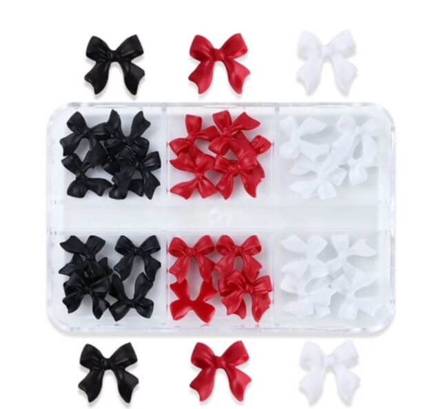 Nail Charm Resin Black-White-Red Bow Knot - #2938 Premier Nail Supply