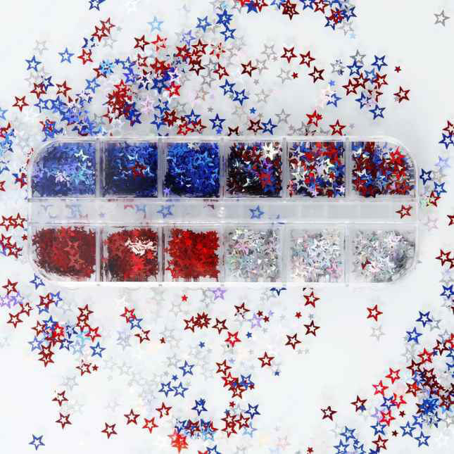 Nail Charm Sequin Red and Blue Star 0601 Premier Nail Supply