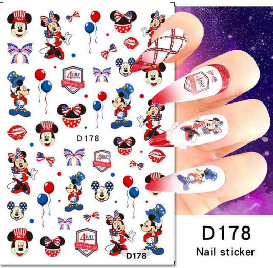 Nail Sticker 4th Of July Mickey Mouse - D178 Premier Nail Supply