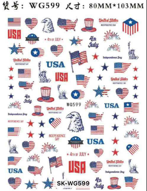 Nail Sticker 4th Of July - WG599 Premier Nail Supply
