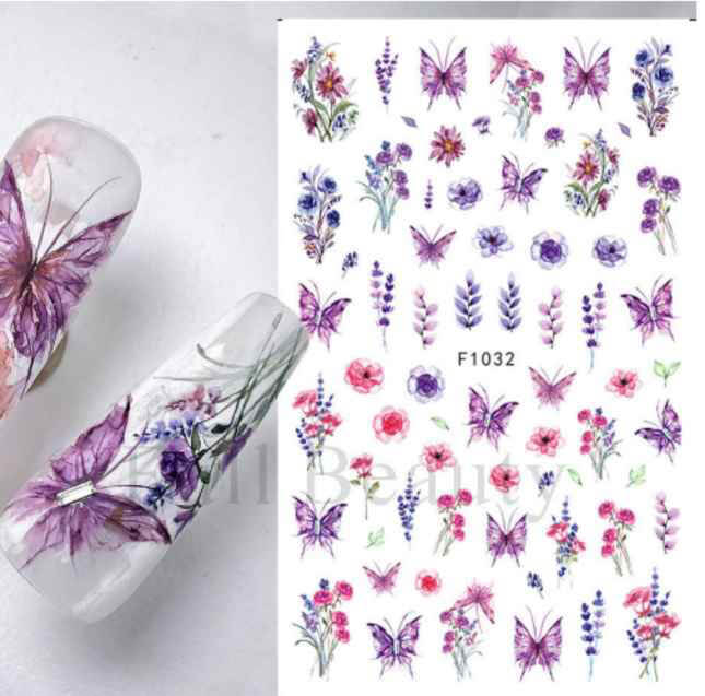 Nail Sticker Purple Butterfly - F1032 Premier Nail Supply