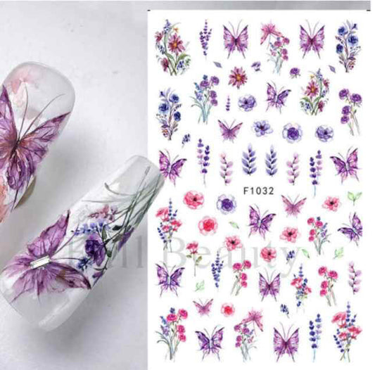 Nail Sticker Purple Butterfly - F1032 Premier Nail Supply