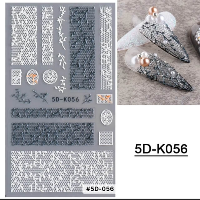 Nail Sticker Blank and White Lace - 5DK056 Premier Nail Supply