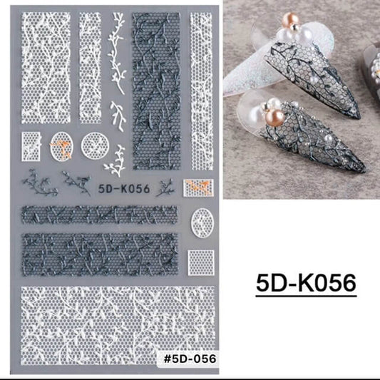 Nail Sticker Blank and White Lace - 5DK056 Premier Nail Supply