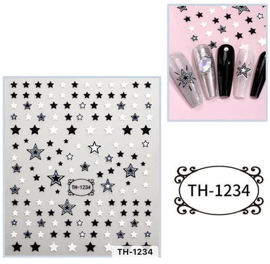 Nail Sticker Black and White Star - TH1234 Premier Nail Supply