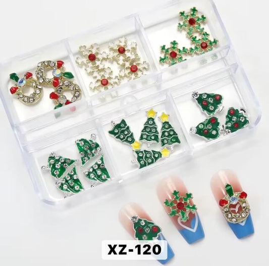 Nail Charm Christmas Tree, Snowflake Rhinestone #XZ120