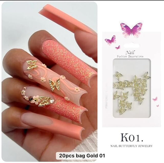 Nail Charm Gold Butterfly 20pcs/Bag Beyond Beauty Page