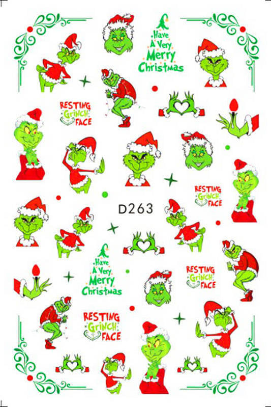 Nail Sticker Christmas Grinchmas D263 Premier Nail Supply