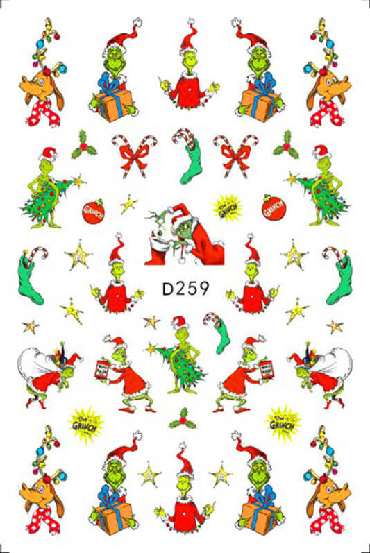 Nail Sticker Christmas the Grinchmas D259 Premier Nail Supply