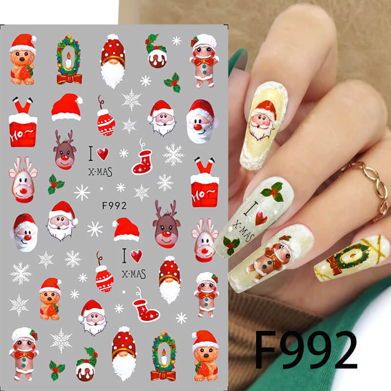Nail Sticker Christmas Santa Gingerbread F992 Premier Nail Supply