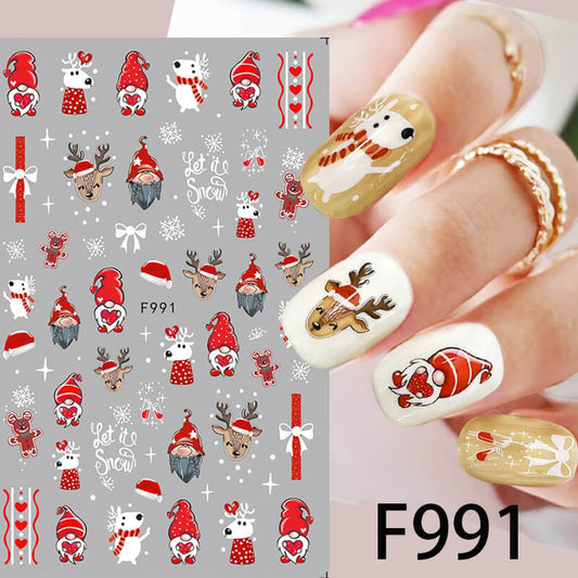 Nail Sticker Christmas Let It Snow Santa Reindeer  F991 Premier Nail Supply