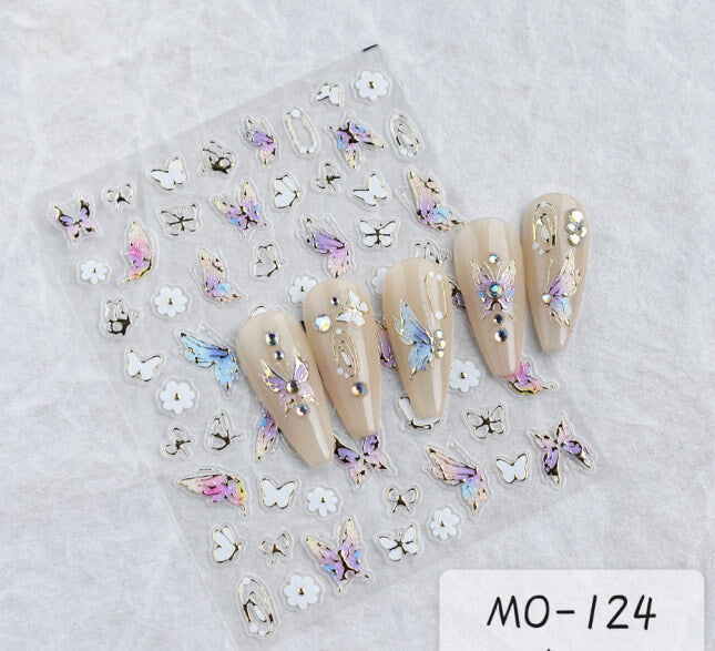 Nail Sticker 3D Butterfly and Flower MO124 Premier Nail Supply