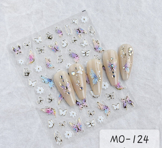 Nail Sticker 3D Butterfly and Flower MO124 Premier Nail Supply