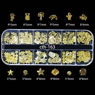 Nail Charms 3D Gold Seashell Starfish Charms for Summer Beach Premier Nail Supply