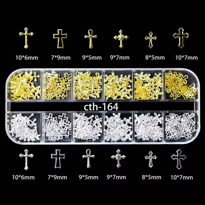 Nail Charm 3D Cross Gold and Silver Premier Nail Supply