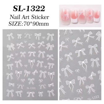 Nail Sticker White Bow #SL1322 Premier Nail Supply