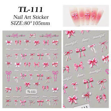 Nail Sticker Pink Bow #TL111 Premier Nail Supply