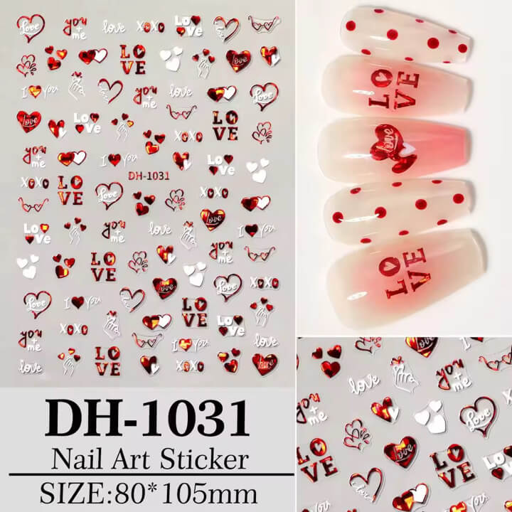 Nail Sticker Valentine Red Heart #DH1031 Premier Nail Supply