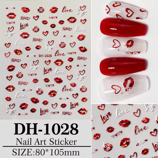 Nail Sticker Valentine Red Lips #DH1028 Premier Nail Supply