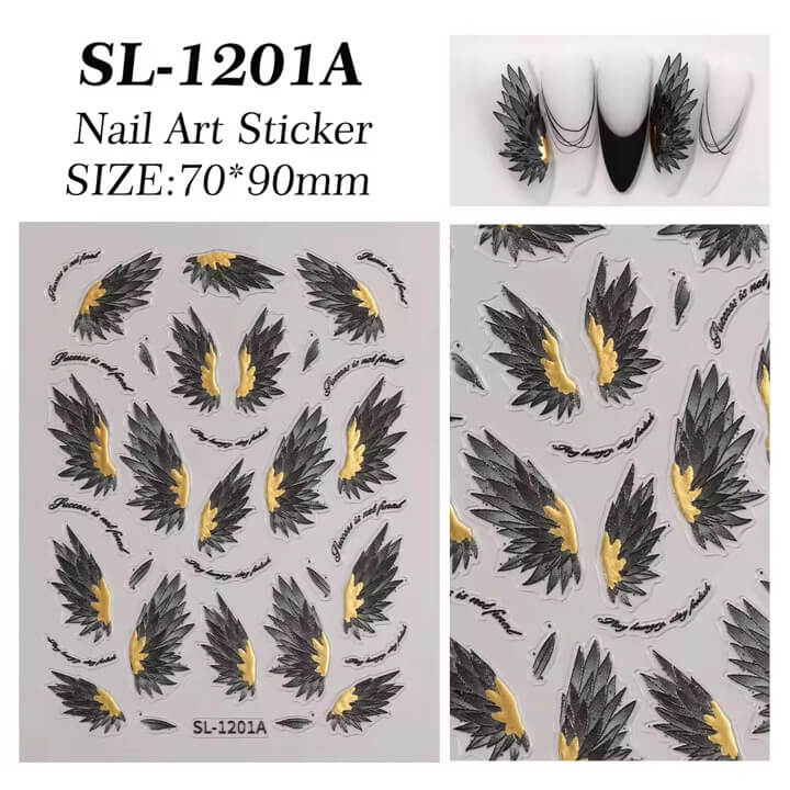 Nail Sticker Black Angel Wings #SL1201A Premier Nail Supply