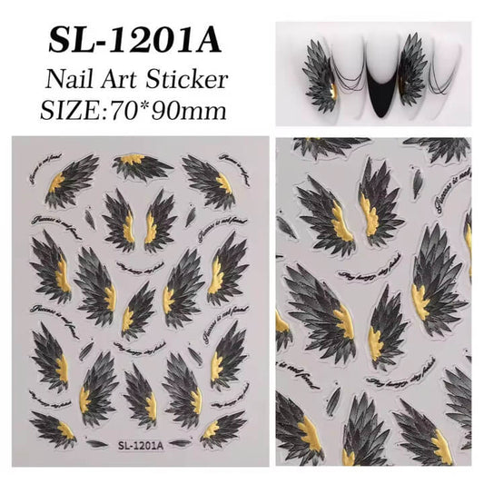 Nail Sticker Black Angel Wings #SL1201A Premier Nail Supply
