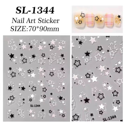 Nail Sticker Black, White Star #SL1344 Premier Nail Supply