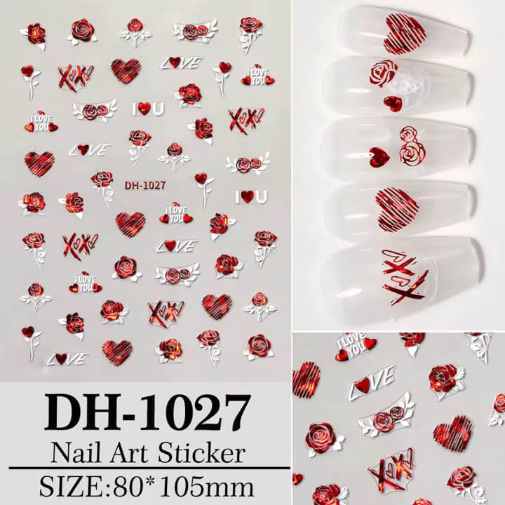 Nail Sticker Valentine Red Heart #DH1027 Premier Nail Supply