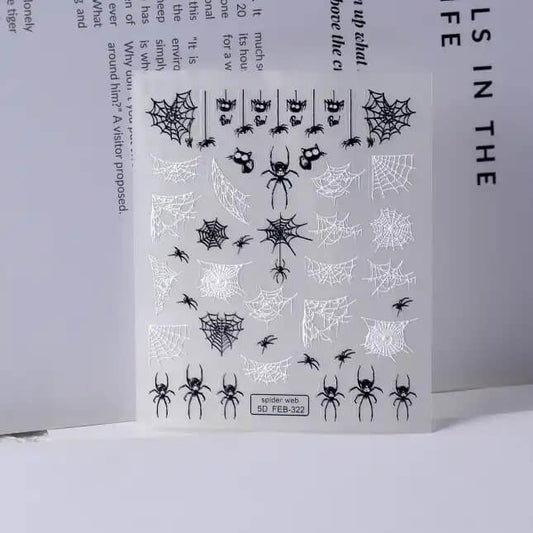 Nail Sticker Halloween Spider Webs and Black Spider 5DFEB322 Premier Nail Supply