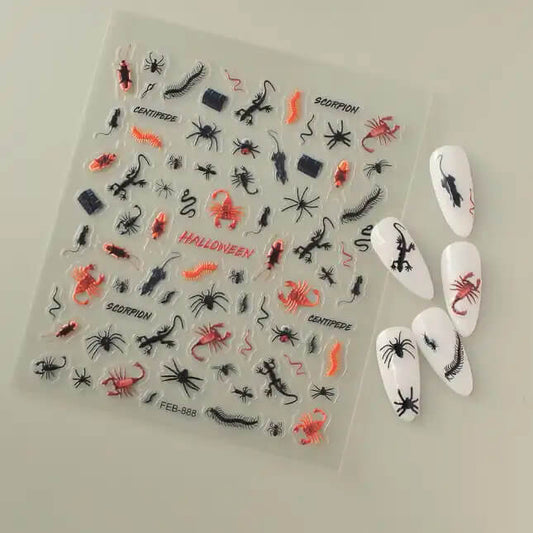 Nail Sticker Halloween Scorpion and Centipede FEB888 Premier Nail Supply