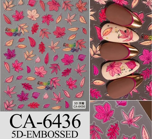 Nail Sticker Pink Maple Leaf 5D-CA6436 Premier Nail Supply