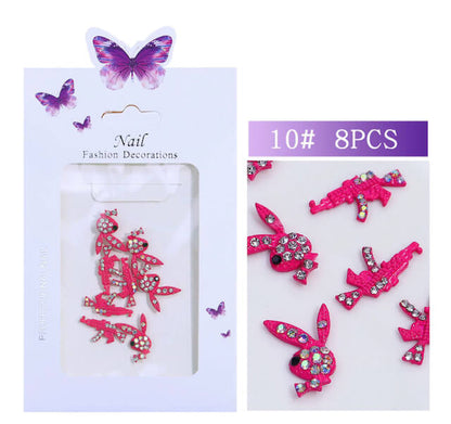 Nail Charm 3D Ruby Rhinestone Bunny 8pcs/bag. Premier Nail Supply