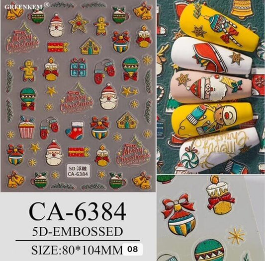 Nail Sticker Merry Christmas and Happy New Year 5D-CA6384 Premier Nail Supply