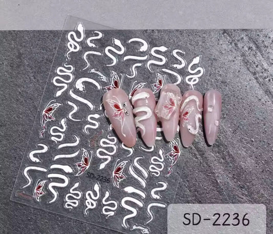 Nail Sticker White Snake 5D - SD2236 Premier Nail Supply