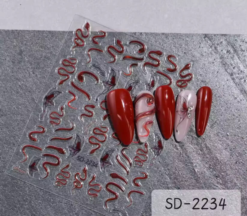 Nail Sticker Red Snake 5D - SD2234 Premier Nail Supply