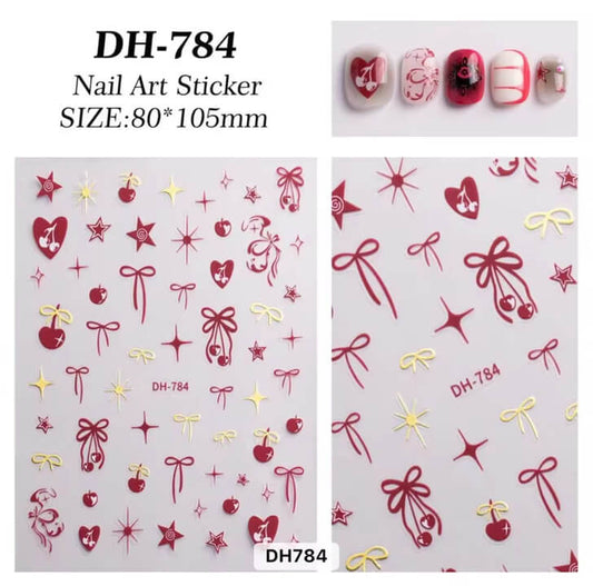 Nail Sticker Red Bow, Cherry, Star #HD784 Premier Nail Supply