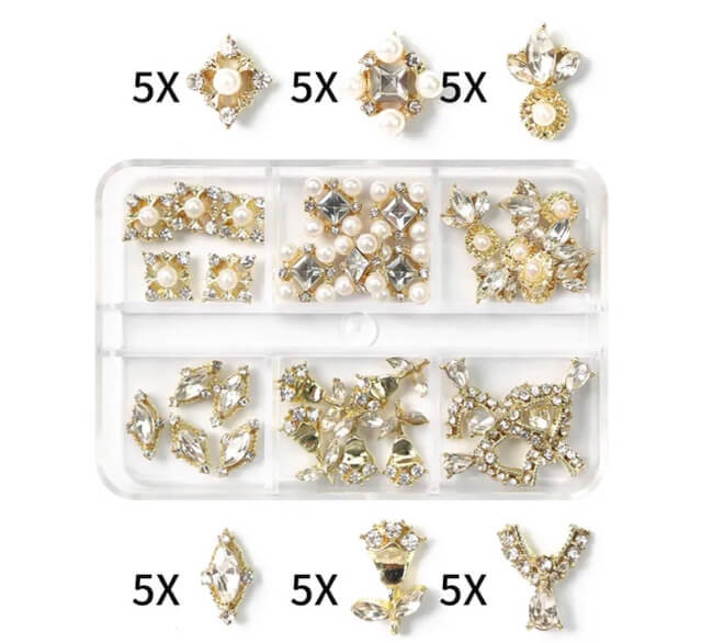 Nail Art Rhinestone Crytal AB Gold Nail Charm Premier Nail Supply